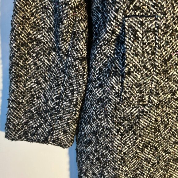 Vintage - NYG SZ 7 Black Boucle Tweed Wool Coat Preppy Classic Capsule Wardrobe - Picture 3 of 7